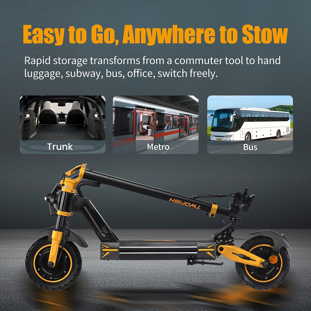 TWOFISH TW3 PRO Electric Scooter 1000W*2 Motor 52V 23Ah Battery 11 inch Tires 60km/h Max Speed 55km Range Dual Disc Brake