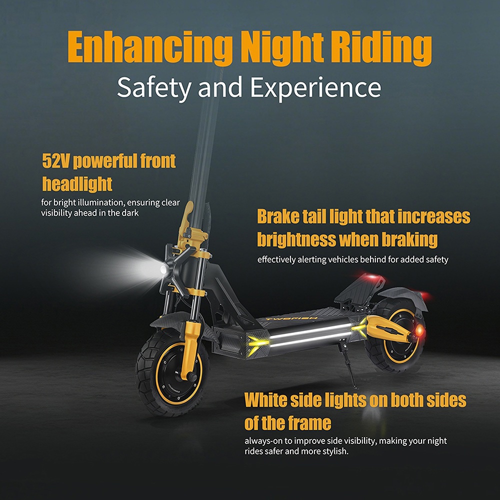 TWOFISH TW3 PRO Electric Scooter 1000W*2 Motor 52V 23Ah Battery 11 inch Tires 60km/h Max Speed 55km Range Dual Disc Brake