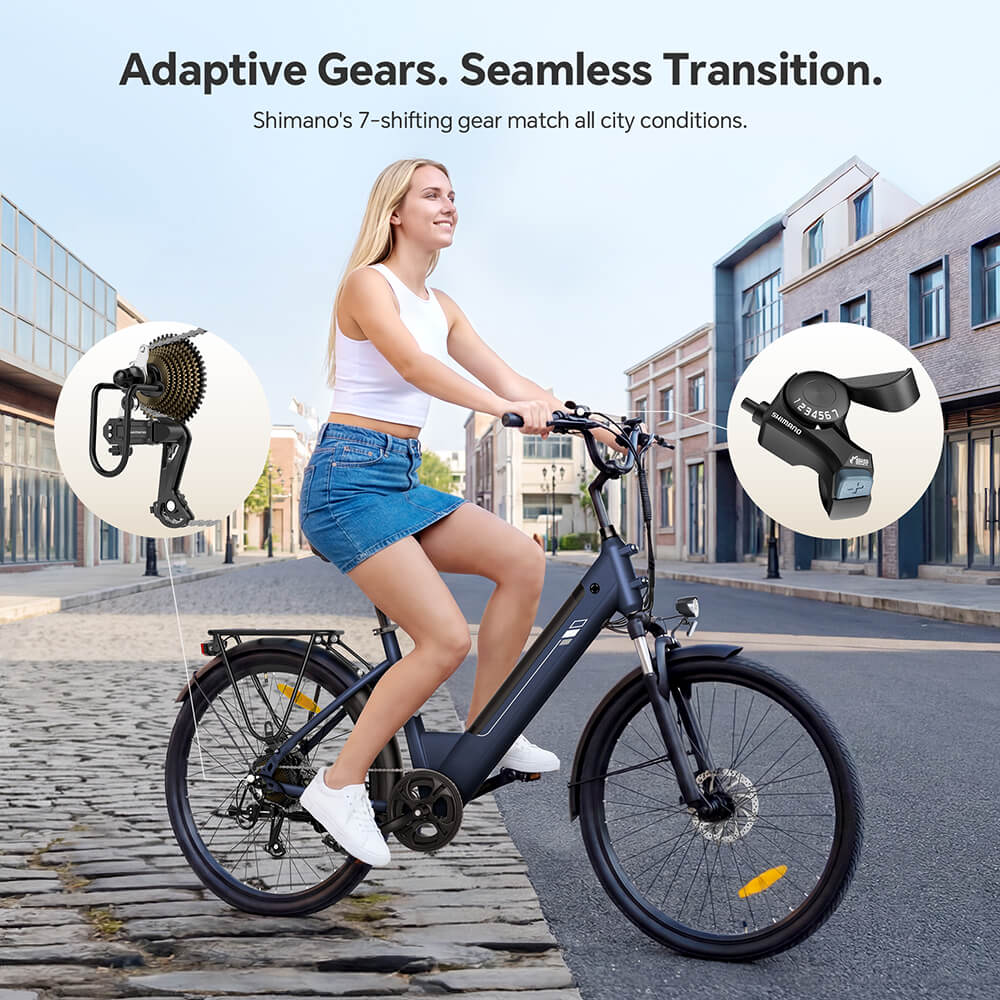 Foride Roamer 2 Step-Thru Electric Bike 250W Motor 36V 15 6Ah Battery 26'×1 75' Tires 25km/h Max Speed 100km Max Range M