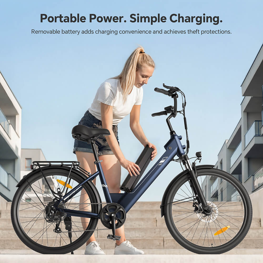 Foride Roamer 2 Step-Thru Electric Bike 250W Motor 36V 15 6Ah Battery 26'×1 75' Tires 25km/h Max Speed 100km Max Range M